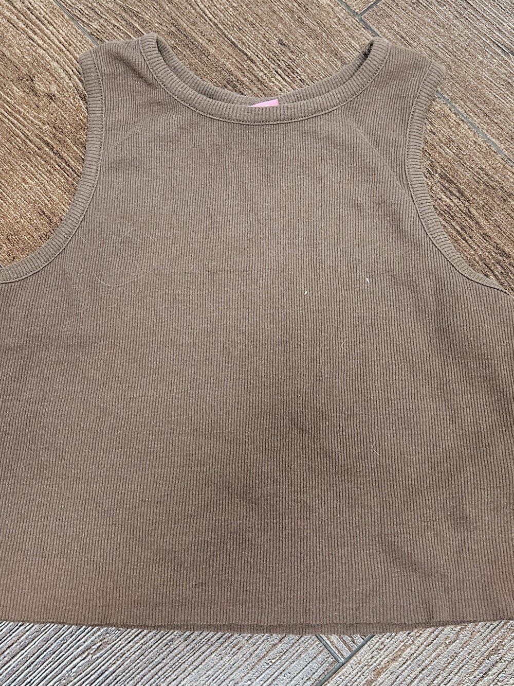 Empyre Brown Ribbed Crop Tank